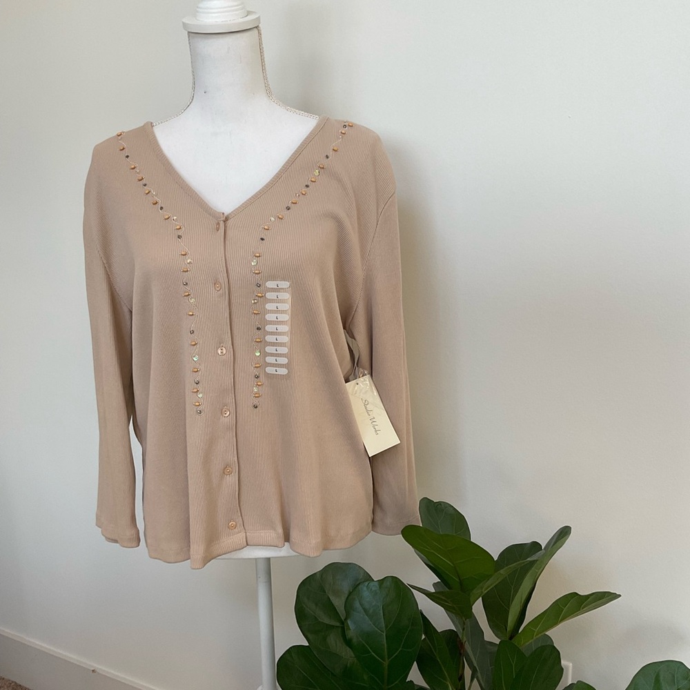 NWT Studio Works Beige Embellished Knitwear